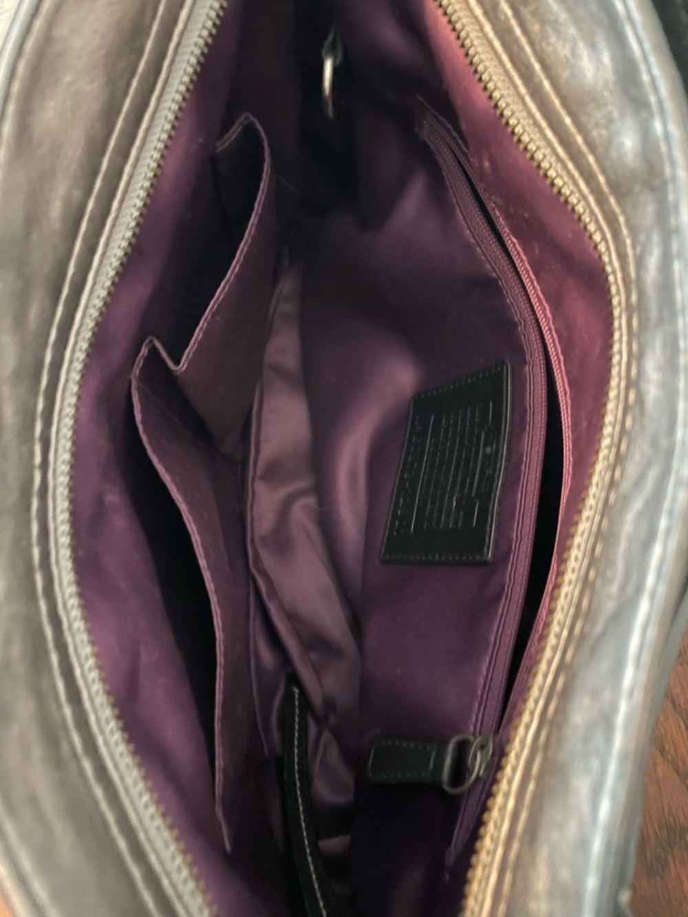 Gorgeous rare Coach shoulder bag. Black and shades of gray patchwork. - Picture 8 of 8